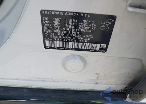 2020 Honda Hr-V Awd Sport from USA, damaged, VIN 3CZRU6H10LM728005